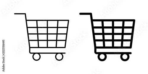 Photos Shopping bag cart icon in outline and solid style, isolated on white background