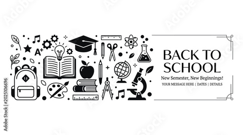 Fotografie Back to School Educational Tools and Symbols Collage