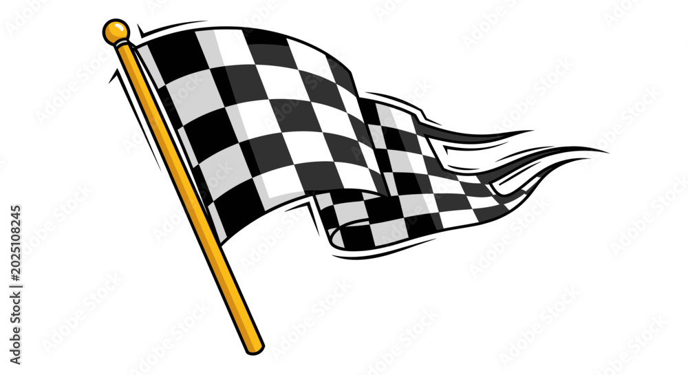 Fototapeta premium Checkered Flag Waving, Racing Symbol, Victory Banner, Motorsport Finish Line