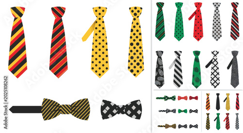 Bilde på lerret Collection of Colorful Ties and Bow Ties for Men's Fashion