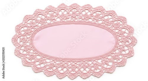 An Oval Pale Pink Doily Featuring A Solid Fabric C 101 Gigapixel Standard V2 4x