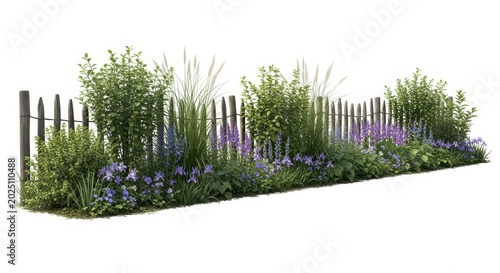 A Panoramic Horizontal Garden Border Isolated On A 36 Gigapixel Standard V2 4x