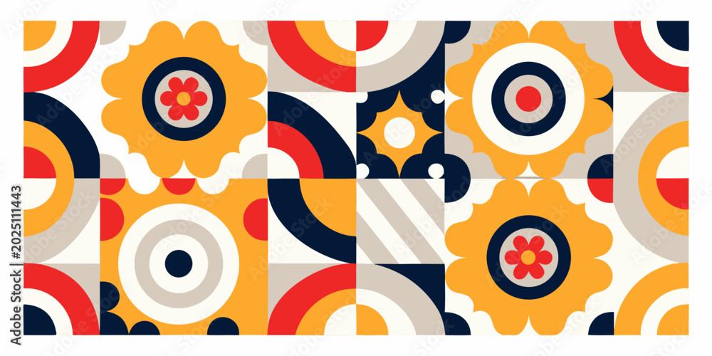 Fototapeta premium abstract floral pattern with concentric circles repeating design