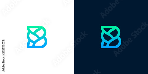 Foto Dynamic abstract letter B logo design showcasing intertwined organic forms and a