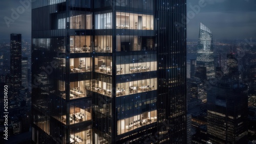Modern skyscraper at night