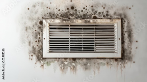 Moldy ventilation duct on wall