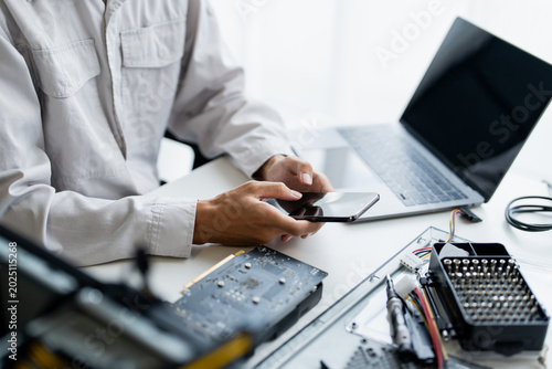 IT Engineer installing Hardware Equipment Development Facility Engineer  Maintenance computer Motherboard Electronic repair shop technology business