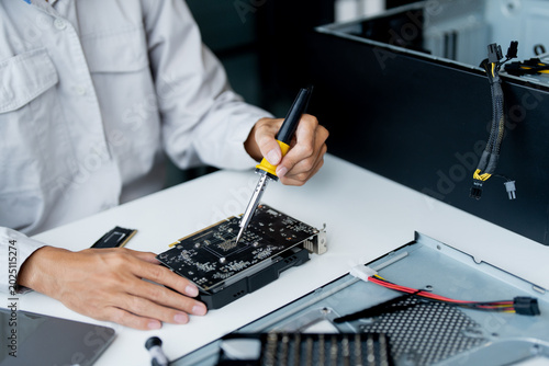IT Engineer installing Hardware Equipment Development Facility Engineer  Maintenance computer Motherboard Electronic repair shop technology business