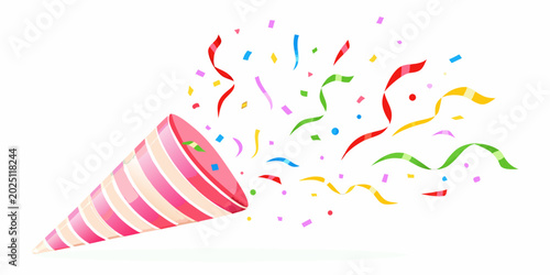 Quadro su tela party popper with confetti burst pink and white stripes