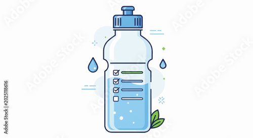 Reusable Water Bottle with Blue Cap.