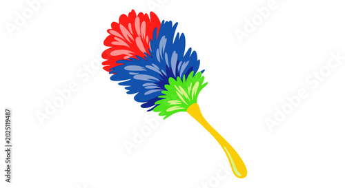 Slika na platnu Colorful Duster with Yellow Handle on White Background