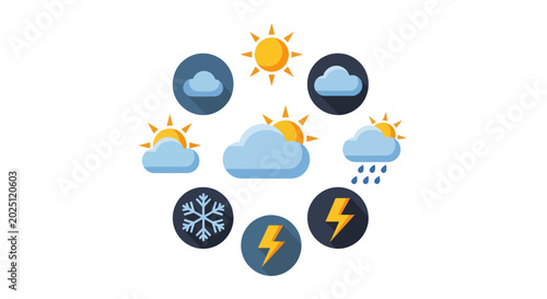 Foto Weather icons sun clouds and precipitation
