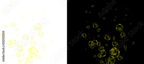 Canvastavla Golden champagne bubbles rising on black and white backgrounds, sparkling carbon