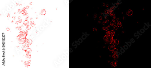 фотографія Red wine bubbles rising in liquid, effervescent carbonation on white and black b