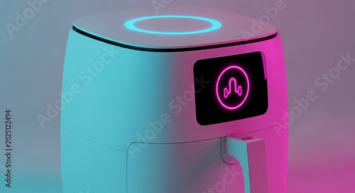 A Sleek White Futuristic Air Fryer With Rounded Ed 155 Gigapixel Standard V2 4x