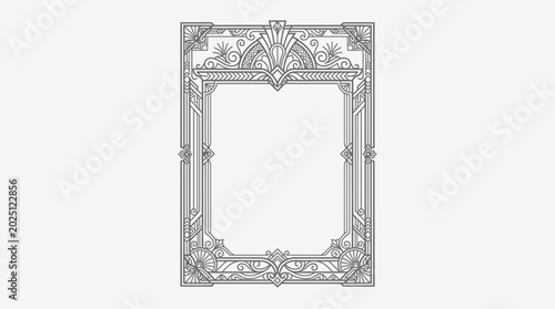 Obraz na płótnie Ornate Art Deco Frame with Geometric and Floral Motifs