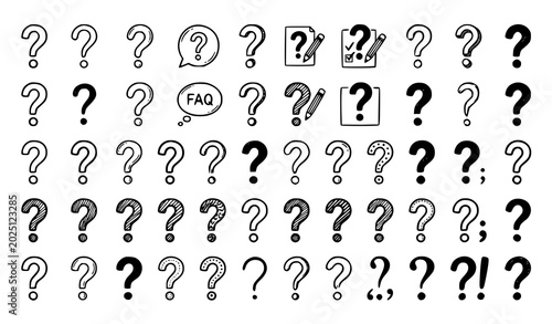 Canvastavla Collection of question mark symbols and faq icons