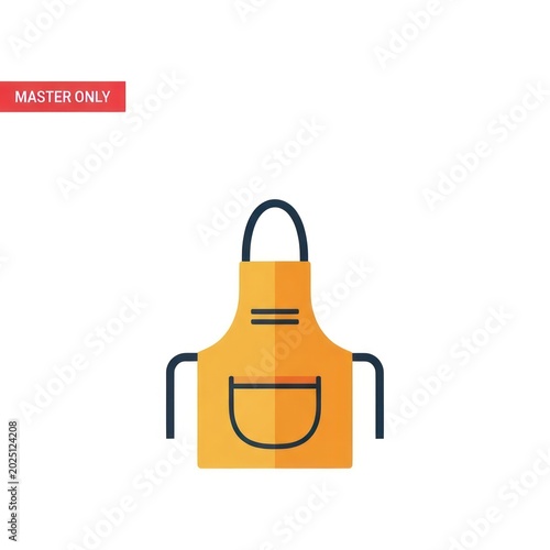 Yellow apron with black pocket straps.