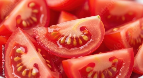 Closeup of fresh red tomato slices