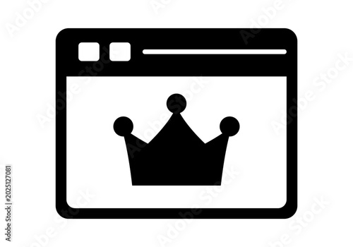 Premium Website Service Icon with Crown Inside Browser Window Vector Illustration