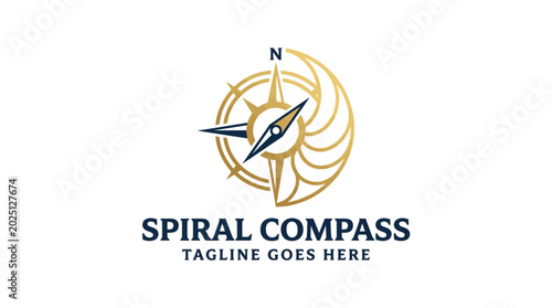 Quadro su tela Spiral compass logo emblem designed as the focal subject only