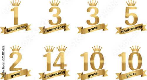 Golden Anniversary Years Numbers with Crowns
