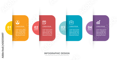 Business infographic timeline with four colorful options steps presentation.