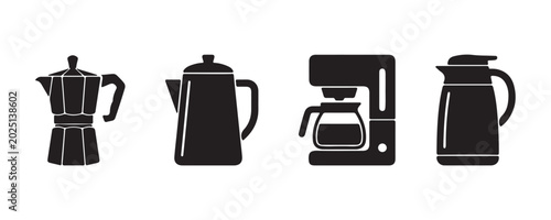 Tableau sur toile Coffee pot icon symbol for hot beverage kitchen cafe equipment vector illustrati
