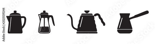 Tableau sur toile Coffee pot icon for morning coffee brewing kitchen appliance symbol vector illus