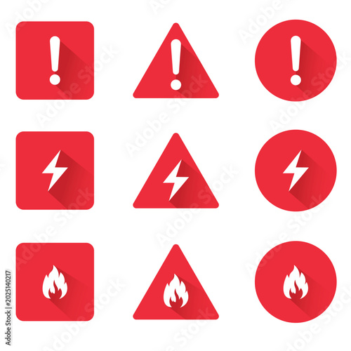 Warning icon set illustration, danger icon set