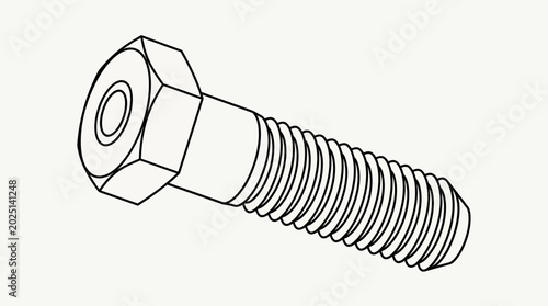 Cuadro en lienzo Hex Bolt and Nut Line Drawing