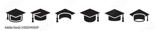 Fotografía Set of  graduation cap academic mortarboard hats collection university college g