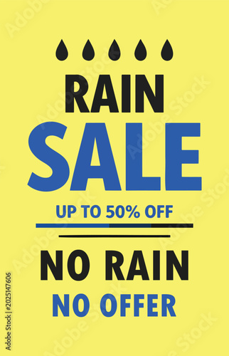 Ultra Bold Rainy Season Discount Typographic Banner Flat Vector Isolated