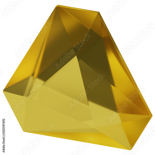 Photos Trillion Cut Golden Yellow Topaz Gemstone Crystal Isometric View