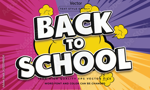 Editable back to school cartoon style text effect