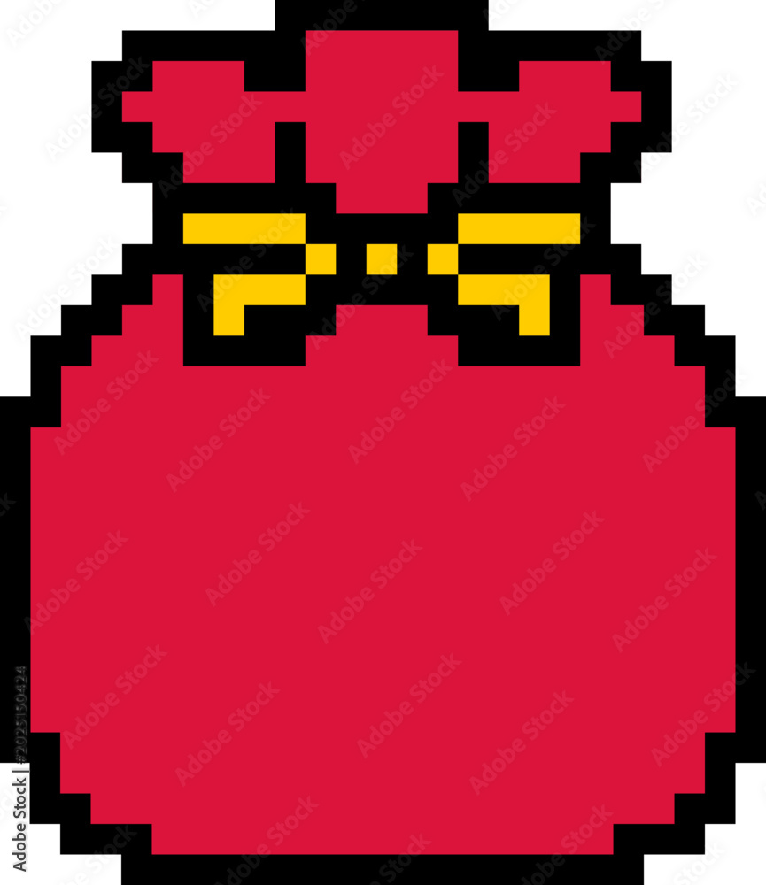 Fototapeta premium Cute pixel art red fortune bag illustration icon