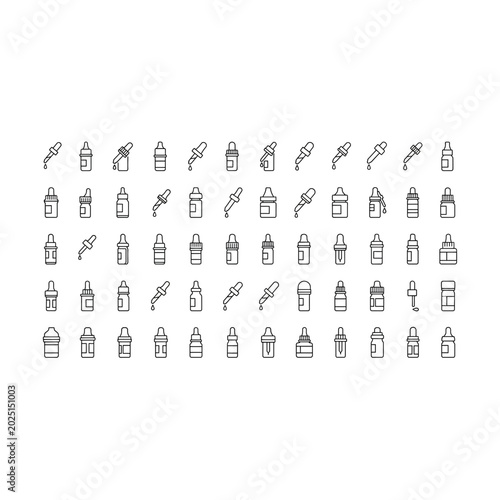Quadro su tela Set of various small outline stationery and office supply icons with stationery