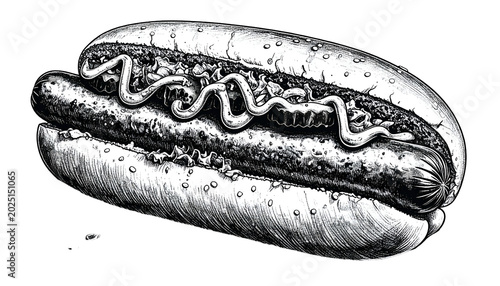 Isolated Hot Dog with Mustard Transparent Background