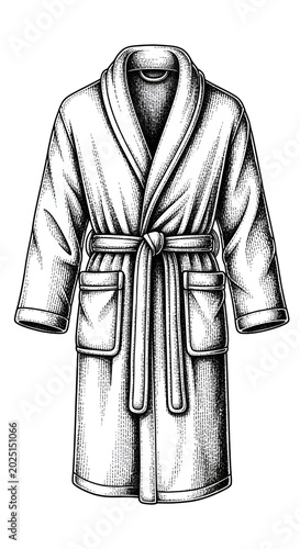 Isolated Illustration of Plush Bathrobe with Belt Warm Cozy Robe