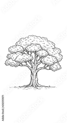 Isolated Illustration Tree Outline Simple Line Art
