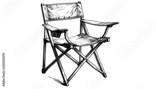 Isolated Illustration Canvas Folding Chair Sketch Isolated on White