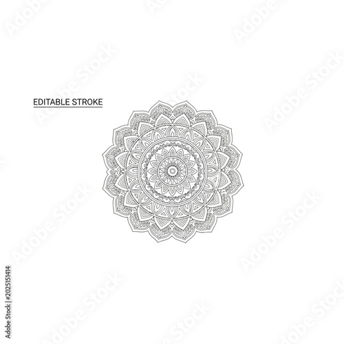 Intricate geometric mandala outline graphic with geometric ornament circular