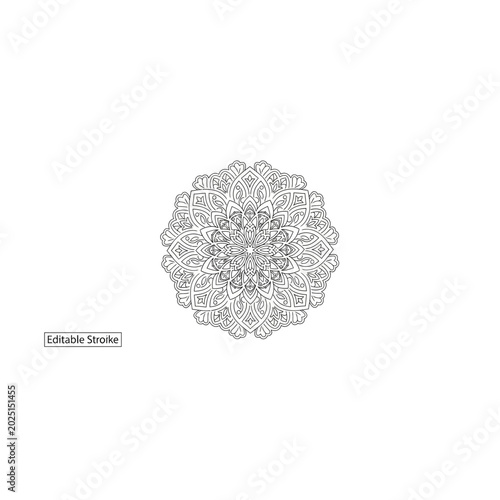 Abstract ornate circular radial line design with circular ornamental geometric