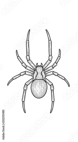 Isolated Line Art Spider Illustration Detailed Arachnid Insect