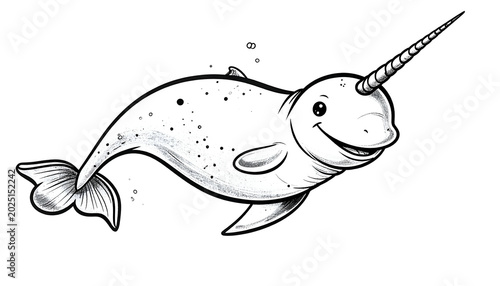 Isolated Narwhal Illustrati...