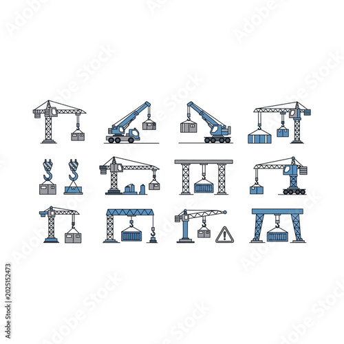 Industrial cranes and lifting machinery collection for construction sites