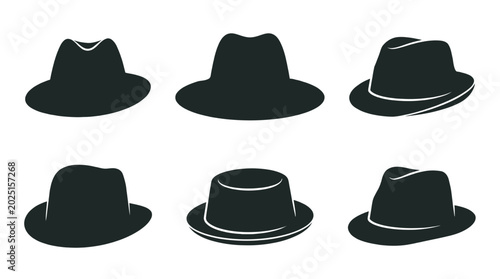 Photos Collection of fedora hats in black silhouette