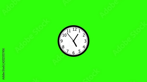 
Classic analog clock ticking animation on chroma key green screen background