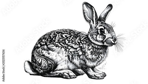 Isolated Vintage Hare Rabbi...