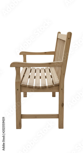 Isolated Wooden Garden Bench Realistic Photo with Transparent Background